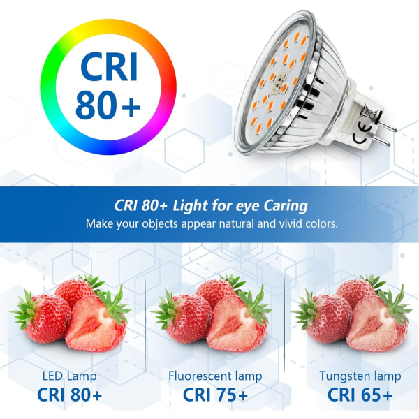 6X MR16 LED-pærer Varm Hvid, GU5.3 LED-pærer, 2-bens Spotpærer 12V, 5W Energibesparende Pærer Erstatter 45W Halogenpærer Warm White 6 Count (Pack of 1)