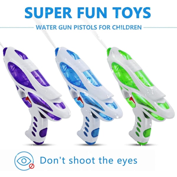Vannpistoler for barn, 3-pakk små pistolpistoler utendørs leketøy