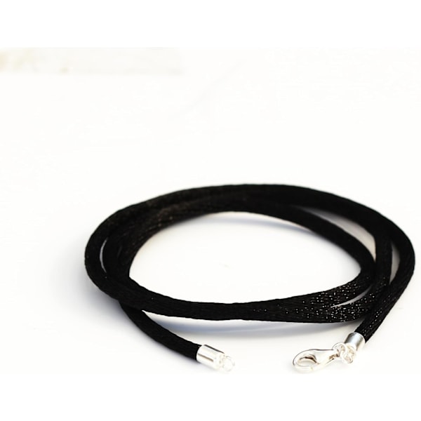 2mm musta silkkiköydestä valmistettu kaulakoru naisille, jossa 925 sterlinghopeaa hummerilukko Hyponic ohut sileä pehmeä köysiketju kaulakoru miehille tytölle pojalle 36 Inches