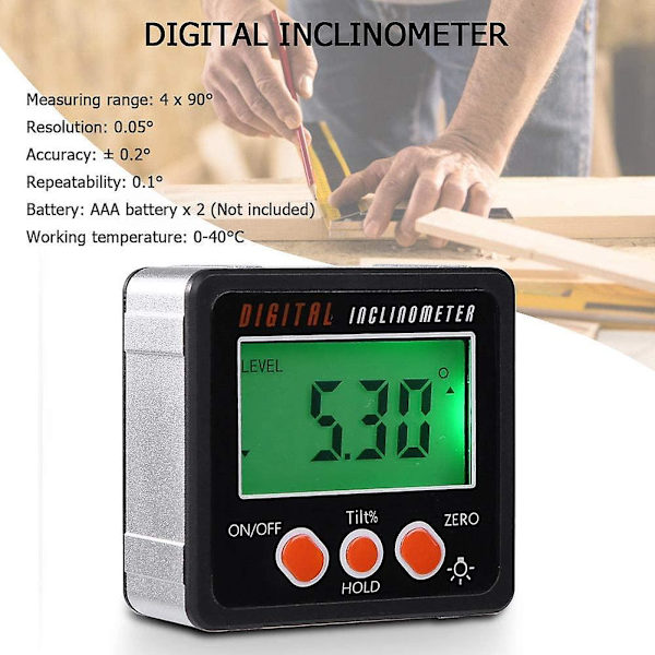 Digital Inclinometer 0-360 Digital Vinkel Elektronisk Inclinometer Fas Vinkelmätare Box Goniometer Räknare Magnetisk Bas Mätverktyg Orange