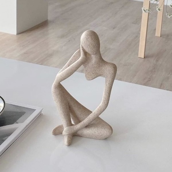 Tænker Statuer og Skulpturer, Sandsten Resin Tænker Statue Ornamenter, Abstrakt Stil Skulpturer, Housewarming Gaver, Housewarming Dekorationer,