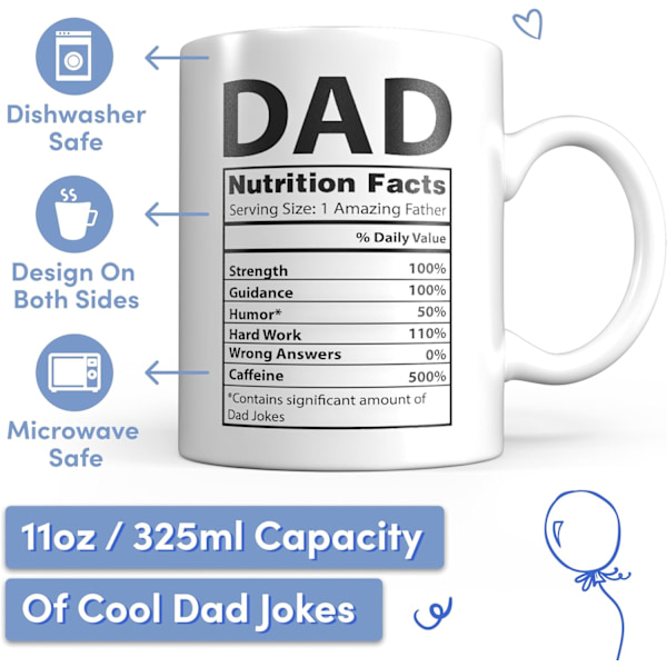 Pappa Mugg - Vit 11oz - Pappa Presenter från Dotter - Bästa Pappa Muggen för Världens Bästa Pappa - Keramisk Kaffe Mugg för Fäder - Pappa Present & Presenter för D White