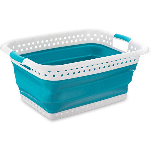 Hopfällbar tvättkorg (Turkos, 58L) Turquoise 58L