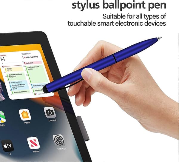 Soft Touch Click Stylus, 2-i-1 Uttrekkbar Metall Stylus, Sort Blekk, 4 (