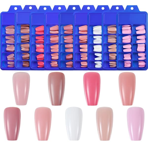 300 Tips Artificial Fingernails Natural In Tipbox Ballerina False Nails Nail Gift