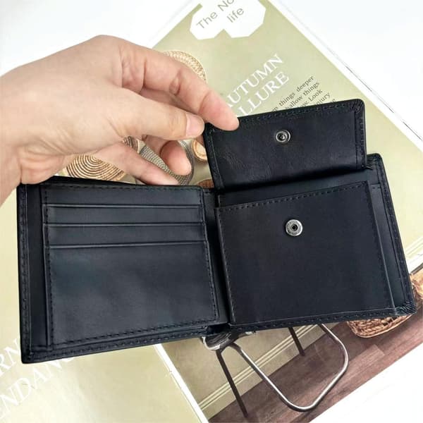 Wallets Slim Genuine Leather Wallet with RFID Blocking, Coin Pocket, Minimalist Wallets for Men with Gift Box - Black