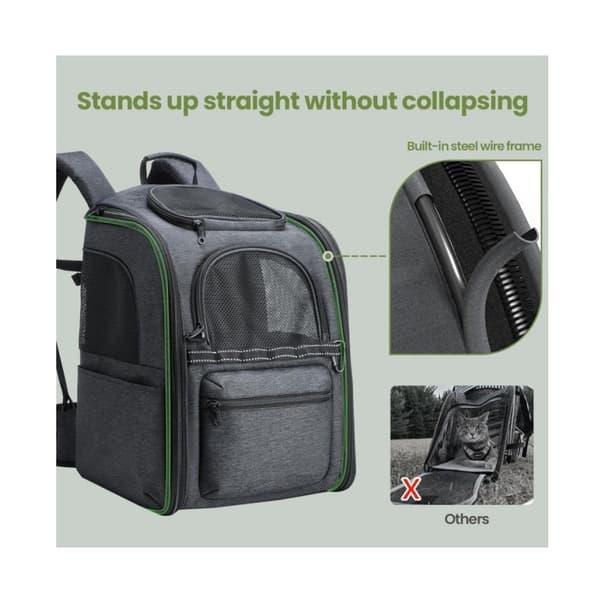Cat Backpack Anti-Gravity Load Reduction 30%, Ergonomic Cat Carrier Backpack, Pressure Relief Dog Backpack with Locking Zippers