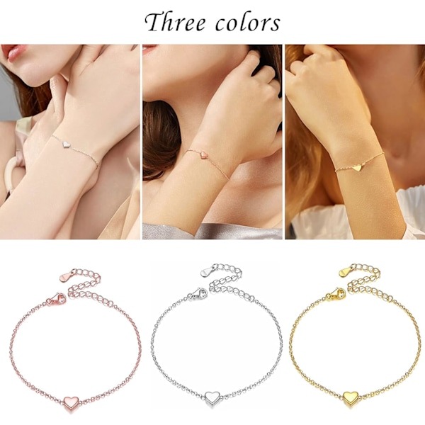 925 Sterlingsølv Hjerte/Måne/Stjerne/Bar/Lotus Armbånd Til Kvinder 16cm+5cm(Forlænget) Minimalistisk Smykke(med Gaveæske)