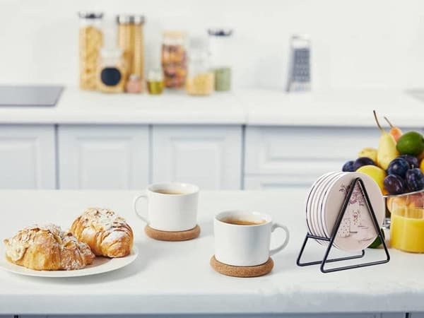 2PC Triangle Coaster Holder Black Iron Metal Holder Storage Caddy for Both Round and Square Coasters