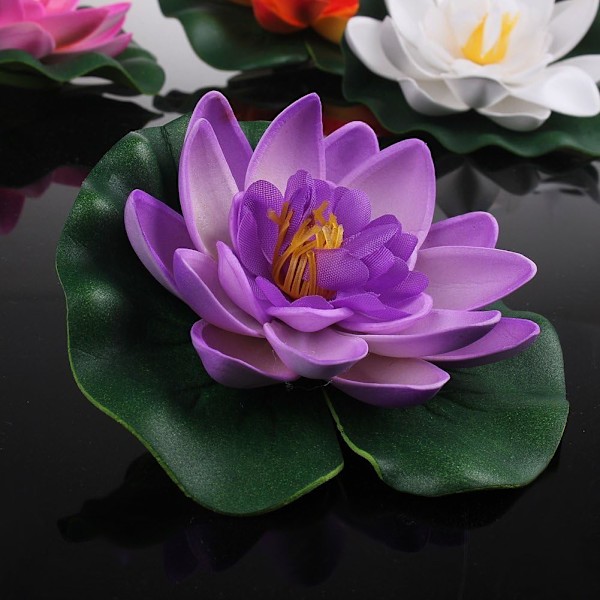 4 stk kunstig skum lotus vannlilje blomst kunstig flytende dam planter dekor 28cm Multicolor 28cm
