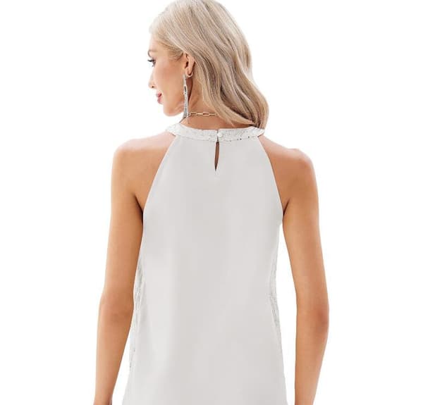 Topp for kvinner med paljetter, ermeløs, hvit White White 2XL