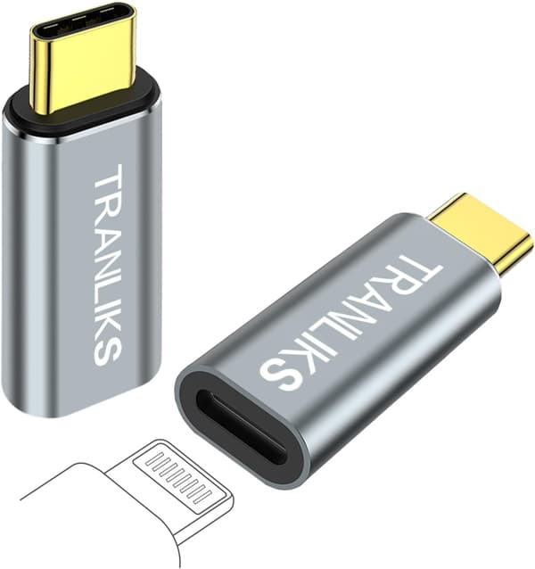 Lightning-USB C -sovitin, tukee PD 60W pikalatausta ja tiedonsiirtoa 15/15 Pro/15 Plus/15 Pro Max -laitteille