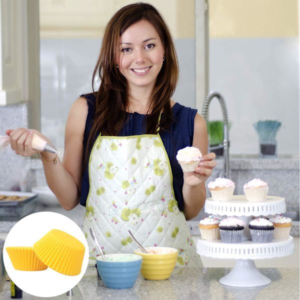 Pienet paperiset cupcake-kotelot, rasvattomat cupcake-kotelot leivontaan, minikuppikakkupaperit, muffinikupit, cupcake-vuorat, paperileivonta Yellow