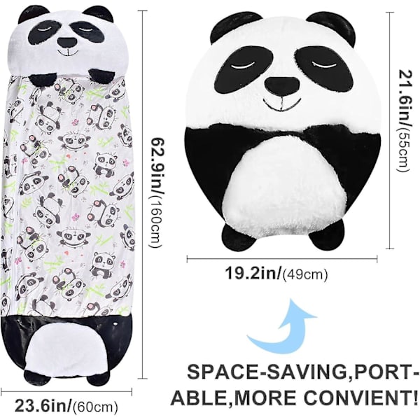 2-i-1 Børnesovepose, Udendørs Sovepose, Camping Sovepose, Bamse Sovepose Med Pude, 160 X 60 Cm