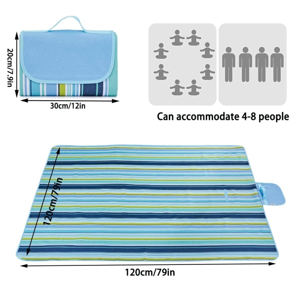 200x200cm Piknikteppe Piknikmatte Vanntett Strandmatte