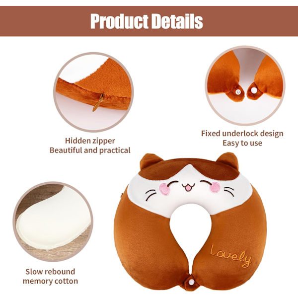 Pute Cartoon Dyre Nakkestøtte Pute 30 * 30cm Memory Foam Nakkepute U-formet Elastisk Barn Reisepute Bærbar U-formet Pude for I 30*30cm