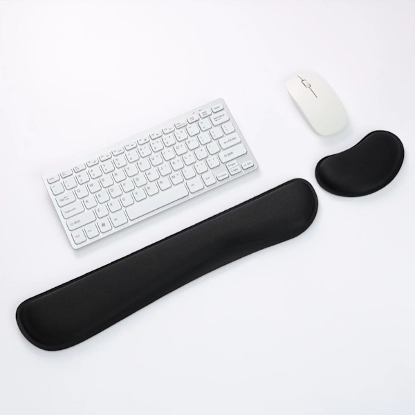 Tastatur håndledsstøtte med musearmsstøtte (Sort), Komfortabel Memory Foam Pude Gel Pad til skrivning og lindring af albuesmerter