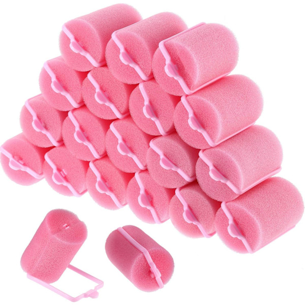 18 Stykke Svampe Hårruller Store Bløde Skum Hårstyling Krøllejern 40 mm Stor Størrelse Hårpleje Krøllejern til Kvinder og Børn Pink 18 count (Pack of 1)