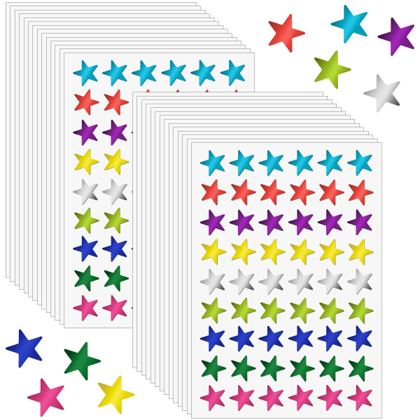 30 ark 9 färger små stjärnklistermärken i folie - 0,5 tum stjärnklistermärken för barn Belöning - stjärnklistermärken för diagram Lärare Föräldrar Barn Läxor