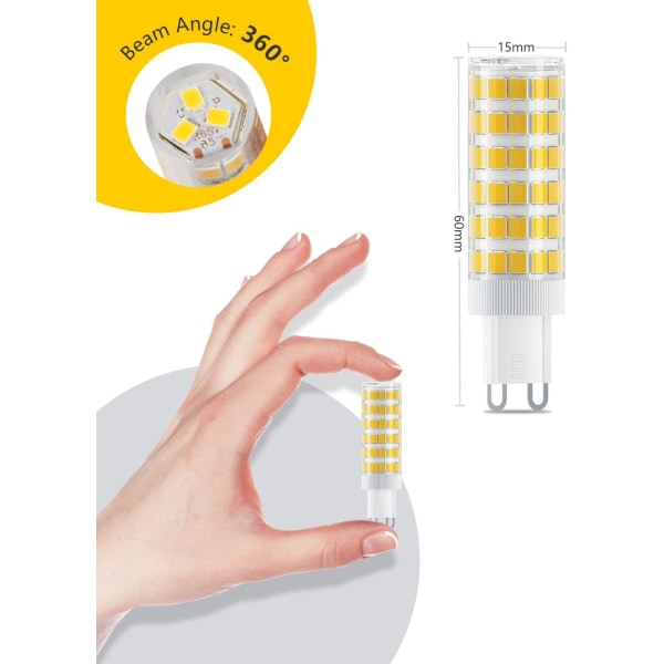 G9 LED-lampor 7W, Varmvitt 3000k, LED-lampor G9, motsvarande 70W halogenlampor, ingen flimmer, icke-dimbar, energibesparande LED-lampor, 700LM, AC