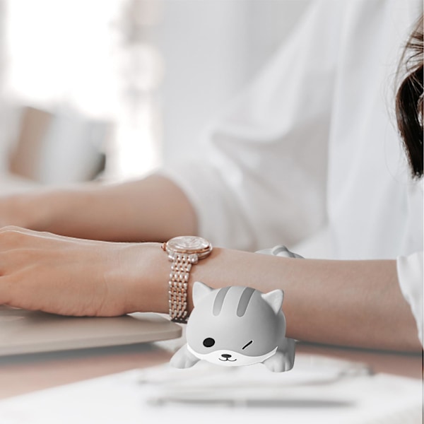Tangentbords handledsstöd 10 x 6,5 cm Liten PU Tecknad Djur Trötthetslindring Musmatta Ergonomiskt Handledsstöd för Dator Laptop Tangentbord (Grå Katt) grey