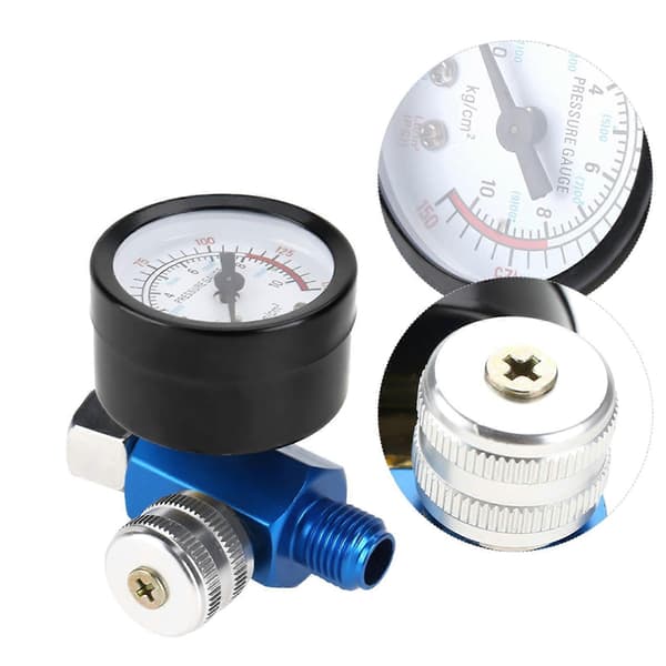 Lufttrykksregulator, 1/4\" Sprøytepistol Lufttrykksregulator Trykkmåler Pneumatisk verktøytilbehør