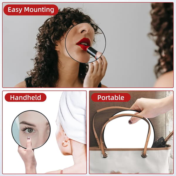 Magnifying Mirror with 3 Suction Cups, Makeup Magnifying Mirror with Tweezers, 30X Black