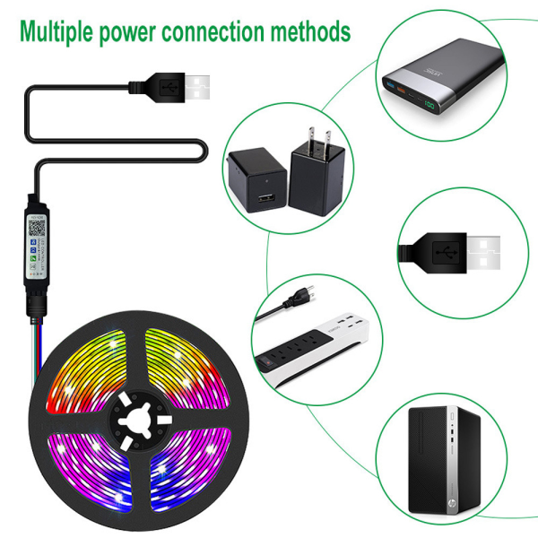 1 ruller stripelys 5m ruller ultra-lang musikk synkronisering, app-kontroll med fjernkontroll, RGB-tape for soverom [Energiklasse A++]