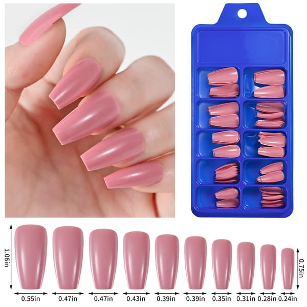300 Tips Artificial Fingernails Natural In Tipbox Ballerina False Nails Nail Gift
