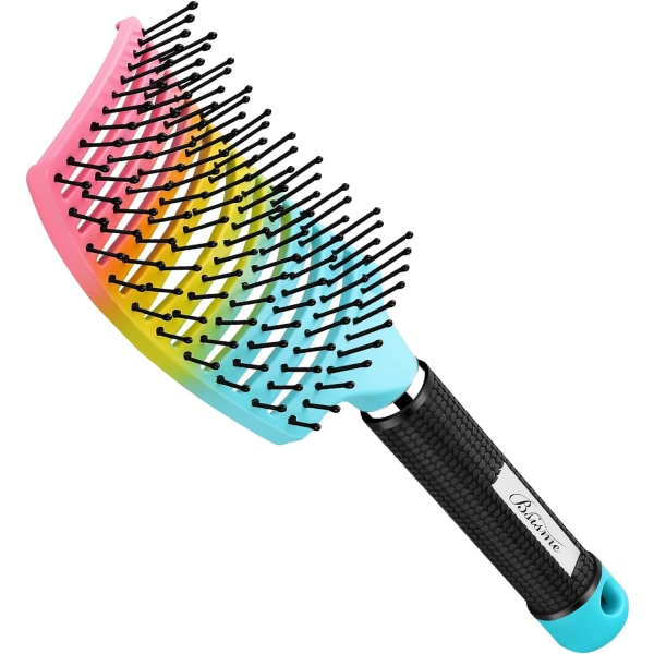 Ventilasjonsbørste og hårfjerner, hårbørste for profesjonell styling for menn, kvinner (regnbue) Rainbow