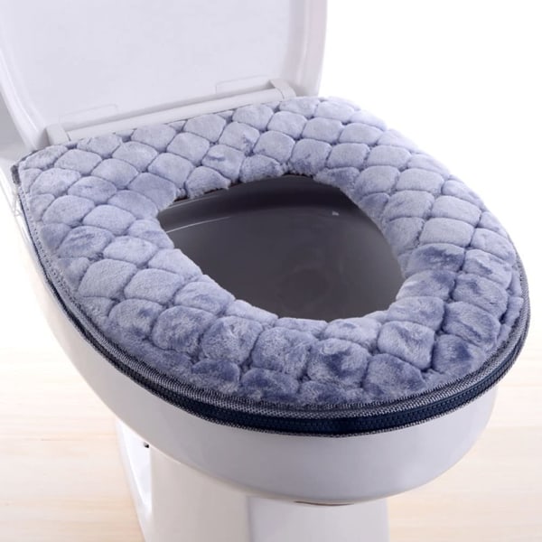 Kylpyhuoneen lämpimämpi wc- cover tyyny, pehmeä wc-istuimen tyynyn lämmitin pestävä wc- cover tyyny vetoketjulla uudelleenkäytettävä tyyny talven harmaalle