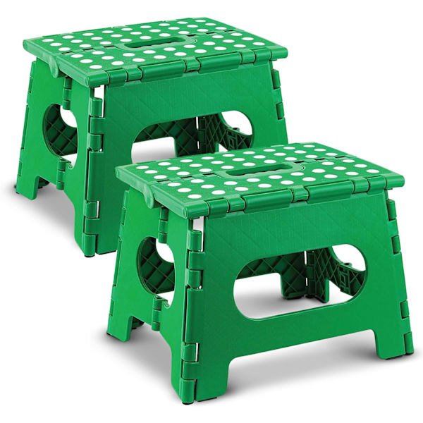 Sammenleggbar trinnkrakk - Den lette trinnkrakken er robust nok til å støtte voksne og trygg nok for barn. Åpnes enkelt med ett kast. Flott for Green 9Inch  2PACK