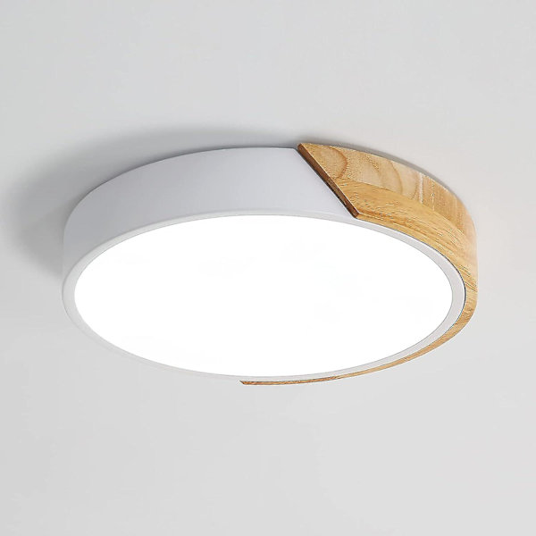 Led Rundt Tretre Taklampe 18w, Innendørs Lysarmaturer Taklampe 6000k (Kald Hvit), Moderne Taklampe 30*5cm Til Bad, Soverom, Kjøkken, L