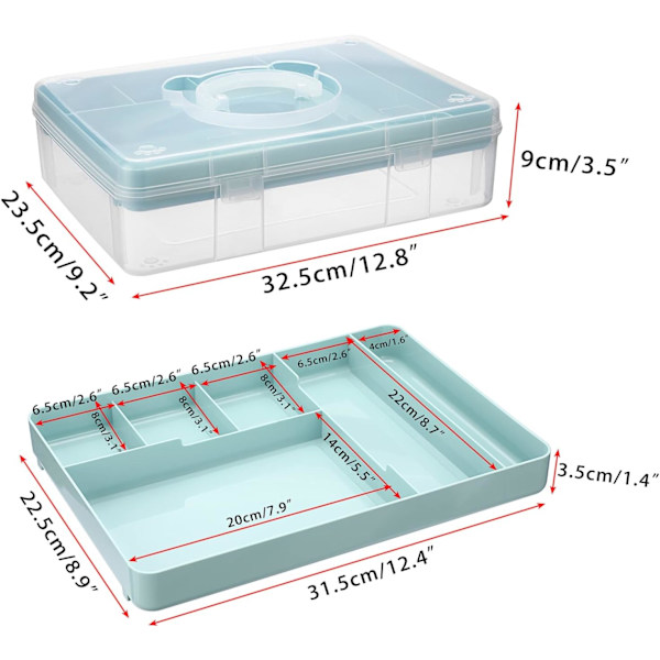 Läpinäkyvä Craft Stackable Säilytyslaatikko Säilytysalustalla Muovi 7-lokeroinen Monikäyttöinen Säilytysastia Lelujen, Taiteen ja Käsitöiden Säilyttämiseen ja Järjestämiseen Clear Blue