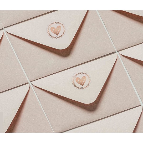 6 Förslutningsetiketter för Kuvert - 3,2 cm Hjärtformade Förslutningsetiketter Självhäftande Kuvert, Transparenta Hjärtformade Kuvertetiketter (Roséguld)