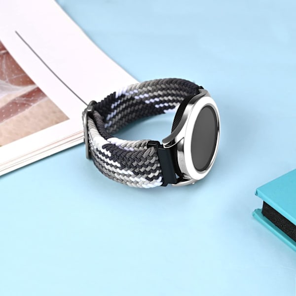 Nylon-rannekkeet, säädettävät punotut silmukkarannekkeet miehille ja naisille, 16 mm 18 mm 19 mm 20 mm 22 mm 24 mm valittavissa Gradient Black / Silver Buckle 19mm
