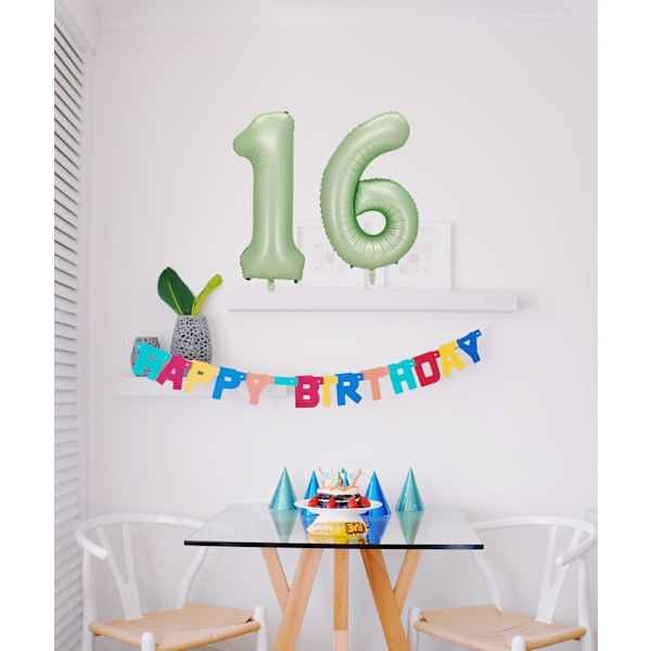 Nummerballonger, fargerike heliumballonger til bursdag, selvblåsbare nummerballonger, folieballonger til bursdagsfest, nyttårsdekor Olive-g #16 Large