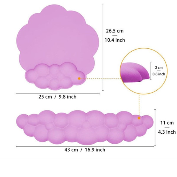 Tangentbordsmoln Handledsstöd, Moln Mus Arm Handledsstöd Söt, Tangentbord Minnesskum Handledsstöd, Ergonomiskt Halkfritt Armstöd, Smärtlindring (Rosa) pink