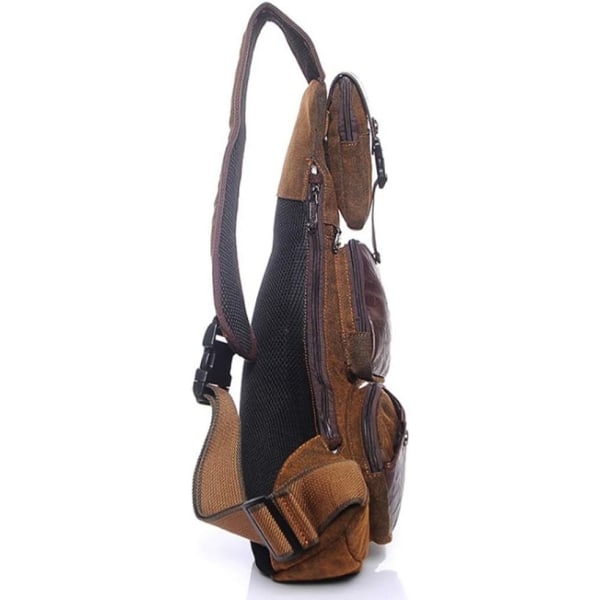 Lerret Sling Bag Crossbody Ryggsekk for Menn Kvinner Utendørs Reise Sport Fotturer Camping Skulder Bryst Pakke Casual Dagstursekk Kaffe #38coffee(canvas)