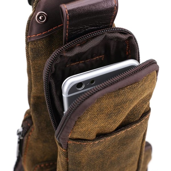 Canvas Snedväska Crossbody Ryggsäck för Män Kvinnor Utomhus Resor Taktisk Vandring Camping Axel Bröst Pack Casual Dagryggsäck Brun #39brown(canvas)