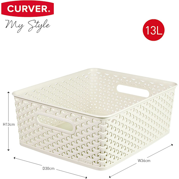 My Style Rattan Look Sæt med 3 Opbevaringskurve i Flet - 13 Liter - Hvid White 3 x 12L Medium