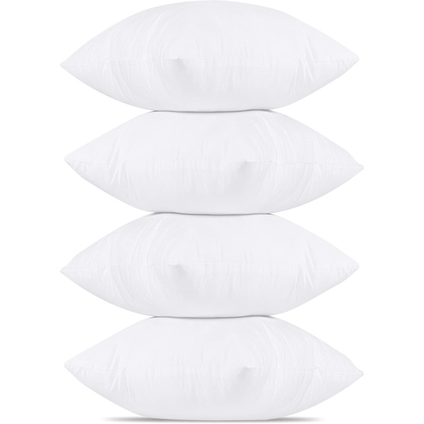 Kuddfyllnadskuddar (4-pack), 45 x 45 cm (18\" x 18\") Kuddfyllnadskuddar, Kuddar i ihålig fiber för soffa och soffa (vit) White 45x45 cm (Pack of 4)