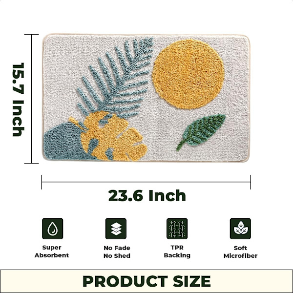 Superabsorbent Bath Mat Non-Slip Bathroom Mat Machine Washable Bath Mat Soft Microfiber Bath Mat