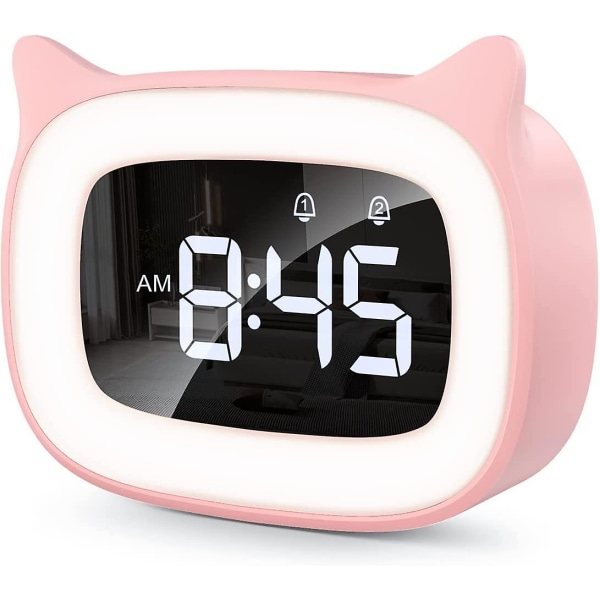 Læringsvækkeur til børn, LED-nattelys pendul børneværelse ure børns søvn børnedag/nat lysende vækkeur, snooze vækkeur 5