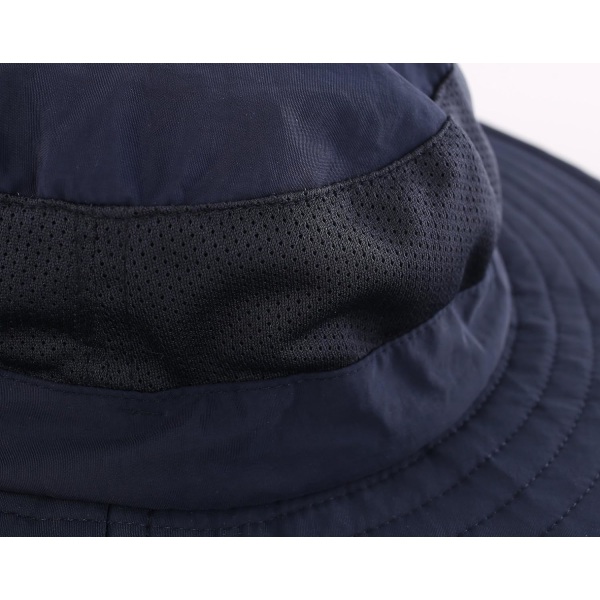 Udendørs UPF50+ Mesh Solhat Bred Skygge Fiskeri Hat med Nakkeflap Navy Blue L