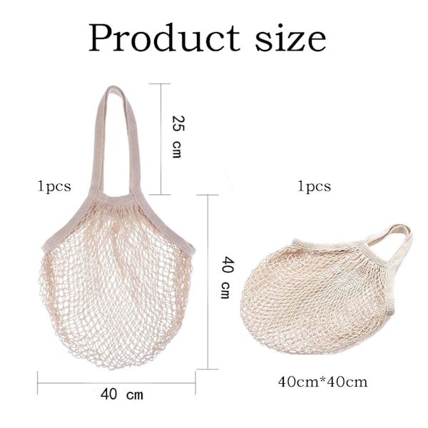 2 stk. Nettpose, Fruktposer, Gjenbrukbare Nett Shoppingposer Mesh Produsereposer Økologiske Dagligvareposer Tote Håndveske