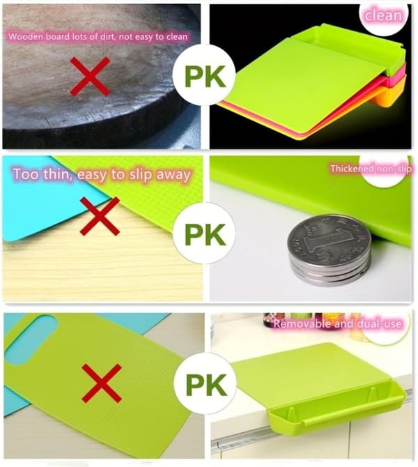 Non-slip Removable Cutting Board and Food Container, Kitchen Board, 2-in-1 Cutting Board, Removable Sticky Board, Kitchen Utensils