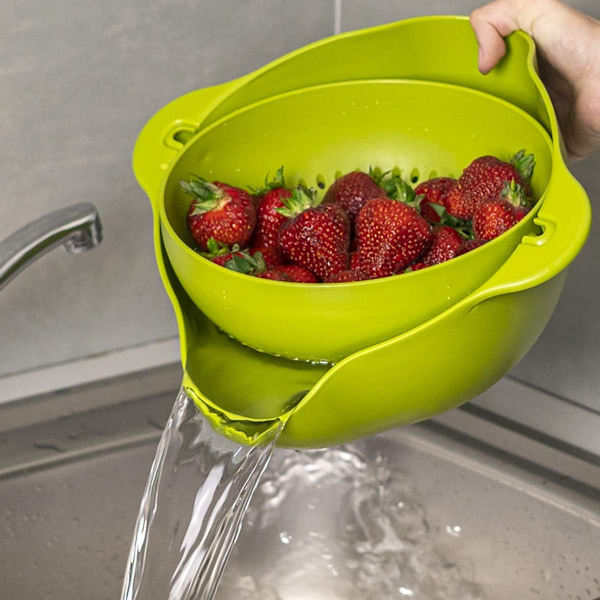 Colander Food Strainer Multifunctional Kitchen Drain Basket Set with Removable Bowl