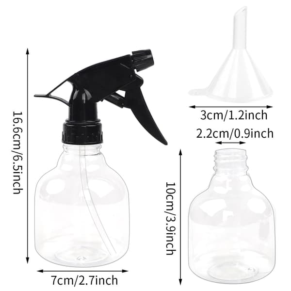 Sprayflaskor, 7-pack, 240 ml, tomma sprayflaskor i plast med justerbara munstycken, för hår och rengöringslösningar.