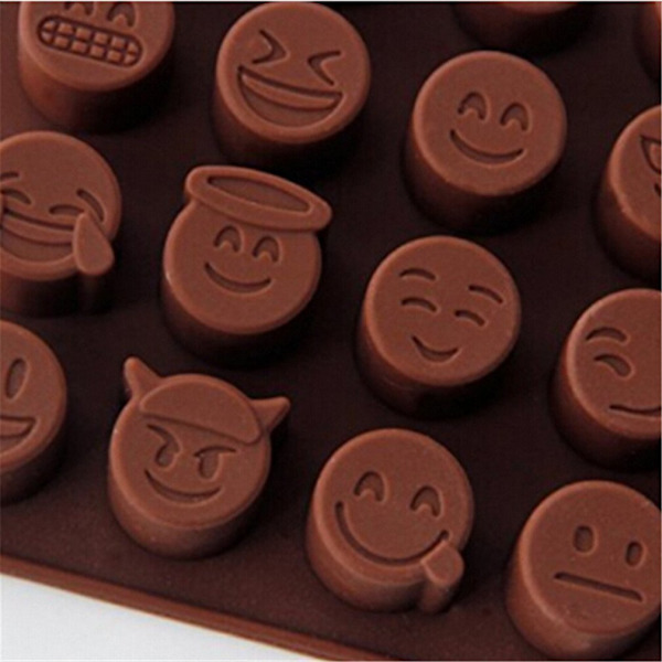 21 hulrums sjove emojis silikoneforme til cupcake, brownie-topper, bløde og hårde slik, vingummier, keto-fedtbomber, jello, isterningbakke